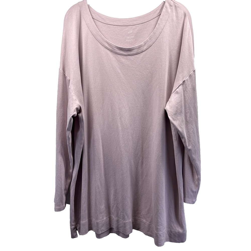 J Jill Simply Supima Scoop Neck Tunic Women's Top Size XL Solid Pink Pullover